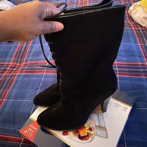 Suede Tie Up Ankle Boots